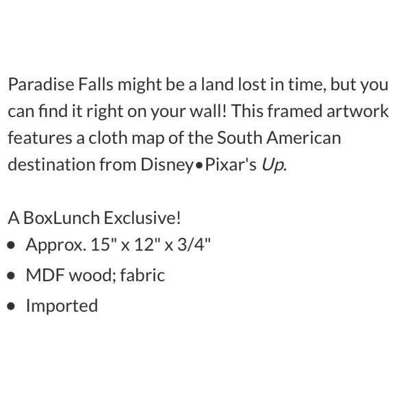 DISNEY PIXAR UP PARADISE FALLS FRAMED MAP ART! - Picture 9 of 9